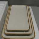 Ceramic Rectangle Serving Platter with Brown Rim: 15.6/14.1/12.6 Inch Large Serving Dishes for Entertaining Party, Turkey, Cheese, Sushi, Snack and Dessert, Microwave Dishwasher Safe