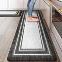 KIMODE Anti Fatigue Kitchen Mats,Non Slip Farmhouse Kitchen Rugs Sets 2 Piece,Waterproof Kitchen Mat for Floor,Cushioned Standing Mat for Office,Laundry,Sink,Desk,Black and Grey (17.3" x 59 "+ 17.3" x 29 "--0.47 inches)