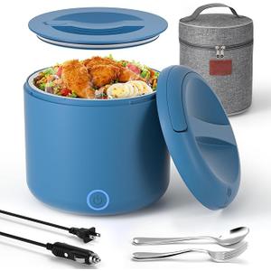 Monteka 41oz Portable Electric Heated Lunch Box for Adults, 100W SpillProof & DishwasherSafe Food Warmer for Office/Car/Travel, 12V/24V/110V/220V Universal Voltage, Ideal Gift for Men & Women