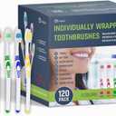 Bulk Portable Toothbrushes, Individually Wrapped, Manual Disposable Travel Toothbrush Set for Adults, Medium Soft Large Head, Multi Color Travel Toothbrush Kit (120 Pack - Medium)