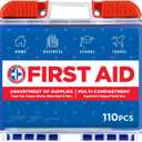 Be Smart Get Prepared 110 pc First Aid Kit: Clean, Treat, Protect Minor Cuts, Home, Office, Car, School, Business, Travel, Emergency, Outdoor, Camping & Sports, FSA/HSA