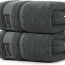 REDKISS 2 Pack Large Bath Towels Set, 100% Cotton, 31x63 in, Heavyweight 760G, Highly Absorbent & Quick Dry, Super Soft Luxury Towels for Bathroom,Hotel Collection - Dark Gray