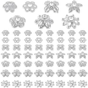 300PCS 7 Styles Metal Spacer Bead, Antique Silver Spacer Beads Daisy Flower Snowflake Loose Beads for Jewelry Making, Bracelet Necklace Craft Bead for Jewelry Findings Accessories