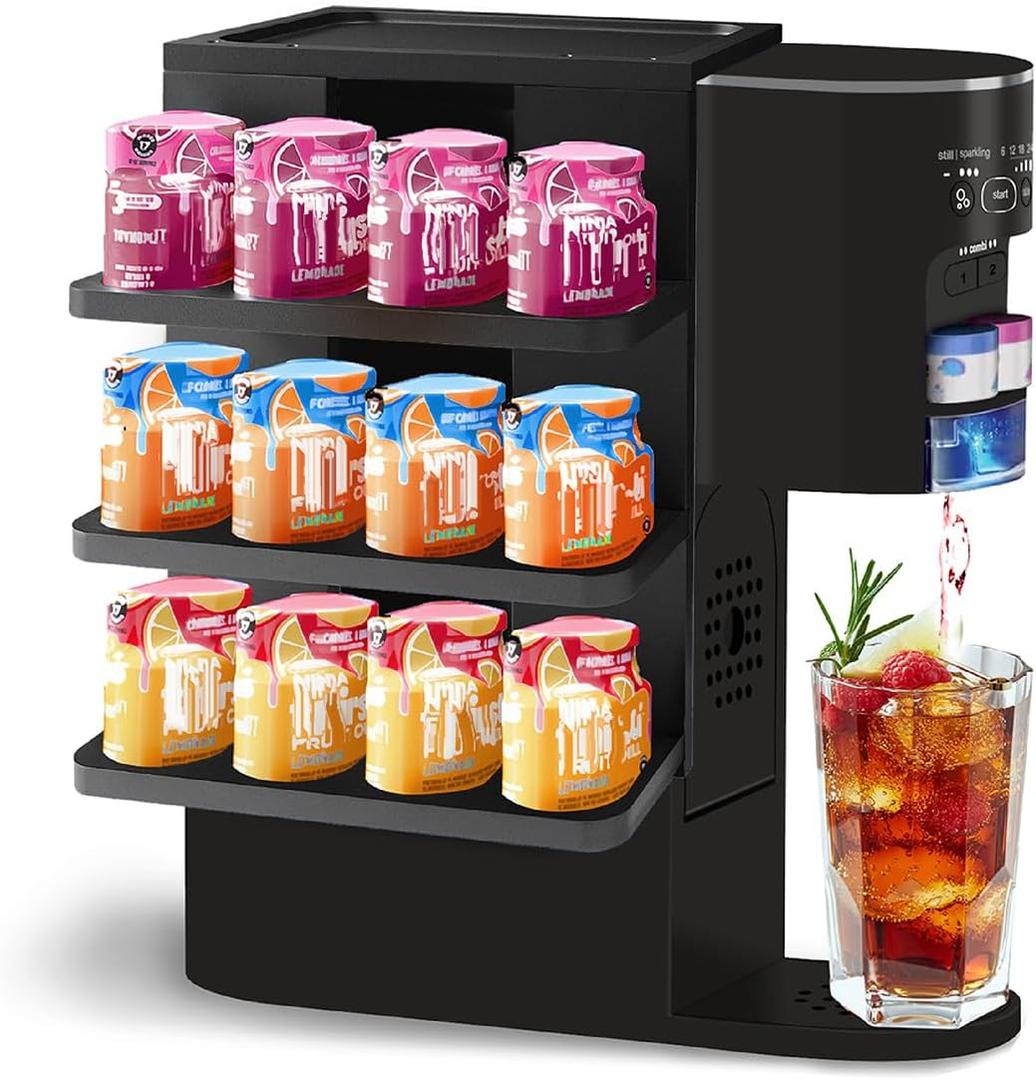 QYILUARE Flavor Pod Holder Rack Compatible With Ninja Thirsti | Wooden 3-Tier Organizer Holds 20 Flavor Pods | Space-Saving, Easy Assembly