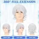 Tellingyou 5 Pcs Halloween Ice Costume for Men Adults Blue Hoodie White Wig Ice Staff Elf Ears for Halloween Anime Costume (Medium)