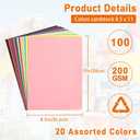 Guakicae 100 Sheets 20 Assorted Colors Cardstock 8.5 x 11 Craft Paper, 200gsm/75lb Heavyweight Paper Card Stock for DIY Cards Making, Wedding Invitations, School Scrapbooking, Party Decorations