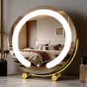 Vanity Mirror with Lights, 12" LED Makeup Mirror, HD Professional Mirror, Smart Touch with 3-Color Lighting, Dimmable, 360 Rotation, Lighted Up for Makeup Desk, Bedroom (Gold)