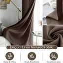 Melodieux Dark Brown Semi Sheer Curtains 63 Inch Length for Bedroom Living Room, Farmhouse Linen Texture Light Filtering Home Office Shiny Sheer Drapes Rod Pocket, 52" W x 63" L, 2 Panels