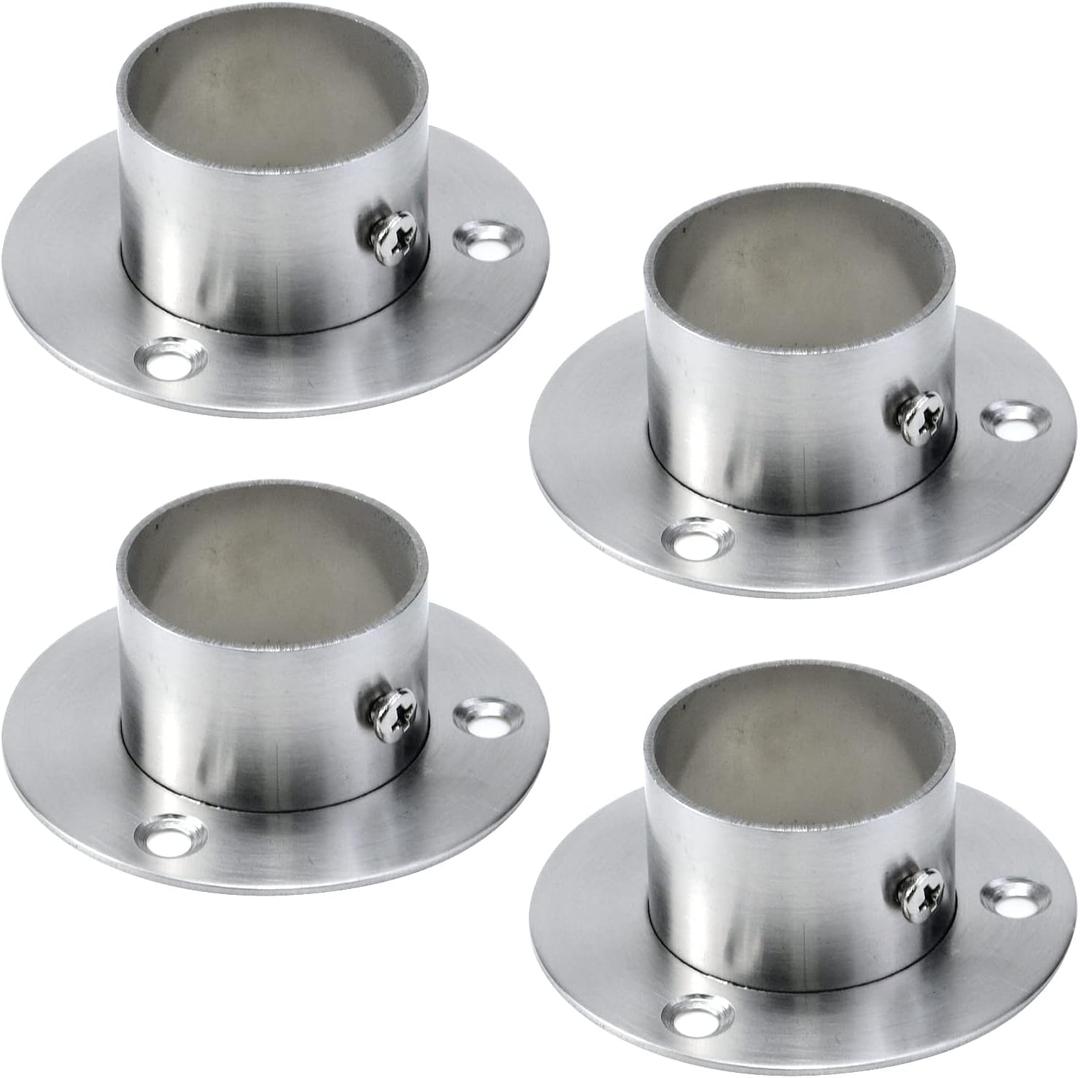 Antrader 4-Pack Stainless Steel Closet Rod Flange 1.5 Inch Dia. Adjustable Socket Bracket Support Holder for PipeSilver