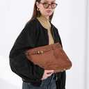 Base’ic Women’s Suede Tote Bag with Gold Hardware – Trendy Slouchy Shoulder Hobo Satchel Handbag Work Purse Travel Gift