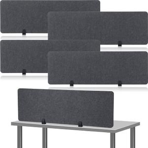 Yaomiao 4 Pack Acoustic Desk Divider Soundproof Desk Privacy Panel Freestanding Partitions Sound Absorbing Divider for Office Reduce Noise and Visual Distractions 47.3" x 16"(Dark Gray)