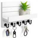 Key Holder for Wall: Easy Installation Mail Organizer Wall Mount Hanging Key Rack for Kitchen and Entryway Decor with 5 Sturdy Key Hooks (White)
