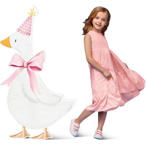 4 Feet One Silly Goose Party Decoration 1st Birthday Silly Goose Cardboard Cutout Standup Photo Props Party Back Drops for 1st Birthday Baby Shower Party Supplies (Pink)