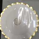 Maxcheck 8 Pcs White Gold Scalloped Paper Plates with Gold Foil 9 Inches Disposable Paper Party Plates for Cake Dessert Birthday Baby Shower Wedding Tea Party Supplies