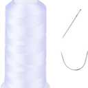 UV Resistant - Heavy Duty Outdoor Thread for Hand or Machine Sewing - Simthread 100% Polyester Bonded Thread Tex 69 (12wt) - 1500 Yards NP-White