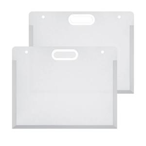 Chinco 2 Pcs Plastic Art Portfolio Bag for Kids 17.32 x 14.17 Inches Art Portfolio Folder for Artwork Case with Handles Waterproof Storage Case for Kids Teachers Drawing Artwork Keepsakes Poster