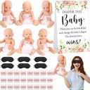 37 Pcs Baby Shower Diaper Changing Game Supplies Including Dolls Blindfold Diapers Cardboard Sign Baby Changing Diaper Race Game Set for Gender Reveal Party (Warmth)