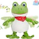 Houwsbaby 12 Green Frog Toy Croaking Frog Musical Stuffed Animal Frolick Froggy Shaking and Waving Electronic Interactive Animate Plush Toy Birthday Holiday Present