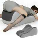 Memory Foam Wedge Pillow Intimacy Couples Pillow, Pregnant Ergonomic Contoured Position Pillow for Sleeping & Reading, Multi-Functional Bed Pillow Back Support Cushion Double Grey