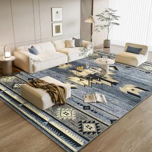 Western Rugs for Living Room, Non Slip Extra Large Rugs for Bedroom Dining Table Kitchen, Washable Aesthetic Area Rug for Home Decor, 8ft x 10ft, Grey (Millennial Gray)