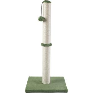 Dimaka Tall Cat Scratching Post, Claw Scratcher with Sisal Rope and Covered with Soft Smooth Plush, Vertical Scratch [Full Strectch] for Standard Size Cats (Green, 29 inches for All Cats)