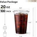 AOZITA 100 Pack - 20 oz Clear Plastic Cups with Lids and Straws, Food Safe Disposable Iced Coffee Cups for Cold Beverages, Smoothies, Iced Coffee, Leak-Proof, BPA-Free 