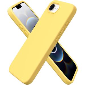 ORNARTO Compatible with iPhone 16e Case 6.1"(2025), Liquid Silicone 3 Layers Full Covered Soft Gel Rubber Phone Case,Shockproof Protective Cover with Anti-Scratch Microfiber Lining-Yellow