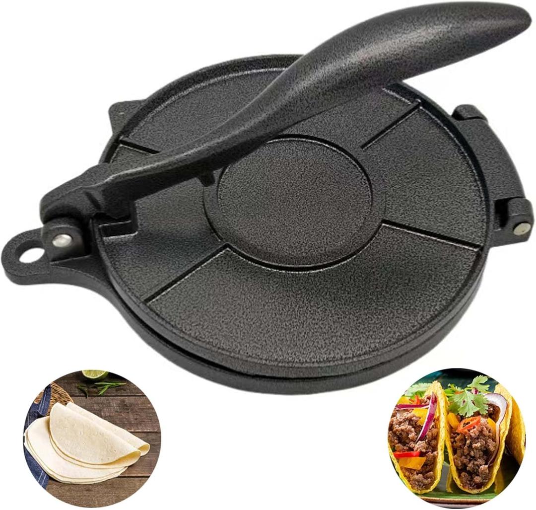 8 Inch Flour Tortilla Press, Aluminum Alloy Tortilla Maker, Roti Maker, Taco Maker, Taco Press, Dark Gray