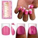 NOVO OVO Short Sharp Square White French Tip Nail Tips Press on ROSE PINK, Need Builder Gel Top Coat Nail Glue, Soft Gel Fake Nail Extension, Full Cover False Nails for Salon DIY x 15 Sizes 240 pcs