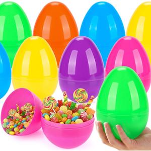 3 x 18PCS 6" Jumbo Easter Eggs, Large Empty Easter Eggs for Hunt, Colorful Giant Plastic Egg Fillable with Candy, Toys, Basket Stuffers Fillers, Easter Party Favors