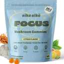 Focus Mushroom Gummies, Boost Brain Health, Productivity, Mental Clarity, Sugar-Free, Gluten-Free, Vegan with Lions Mane, Cordyceps, Green Tea & Multivitamin, Citrus Flavor, 60 Count, EXP 02/24/2027