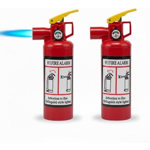 2 Pack Torch Lighter,Big Jet Flame Refillable Portable Butane Lighter,Novelty Red Metal Cylinder Windproof Adjustable Mini Blow Torch for Camping BBQ Grill Fireplace Outdoor Use(Fuel Not Included)