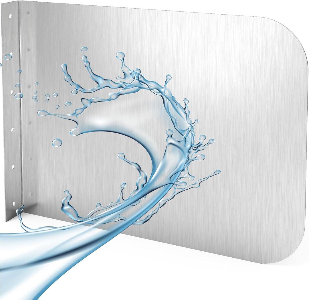 Stainless Steel Side Splash Guard - 17" x 12" Wall Mount Splash Guard with Screws,Splash Sink Splash Protector for Kitchen Restaurant,Splash Guard for Bathroom Sink Side Splash,Sink Basin Safe Guard
