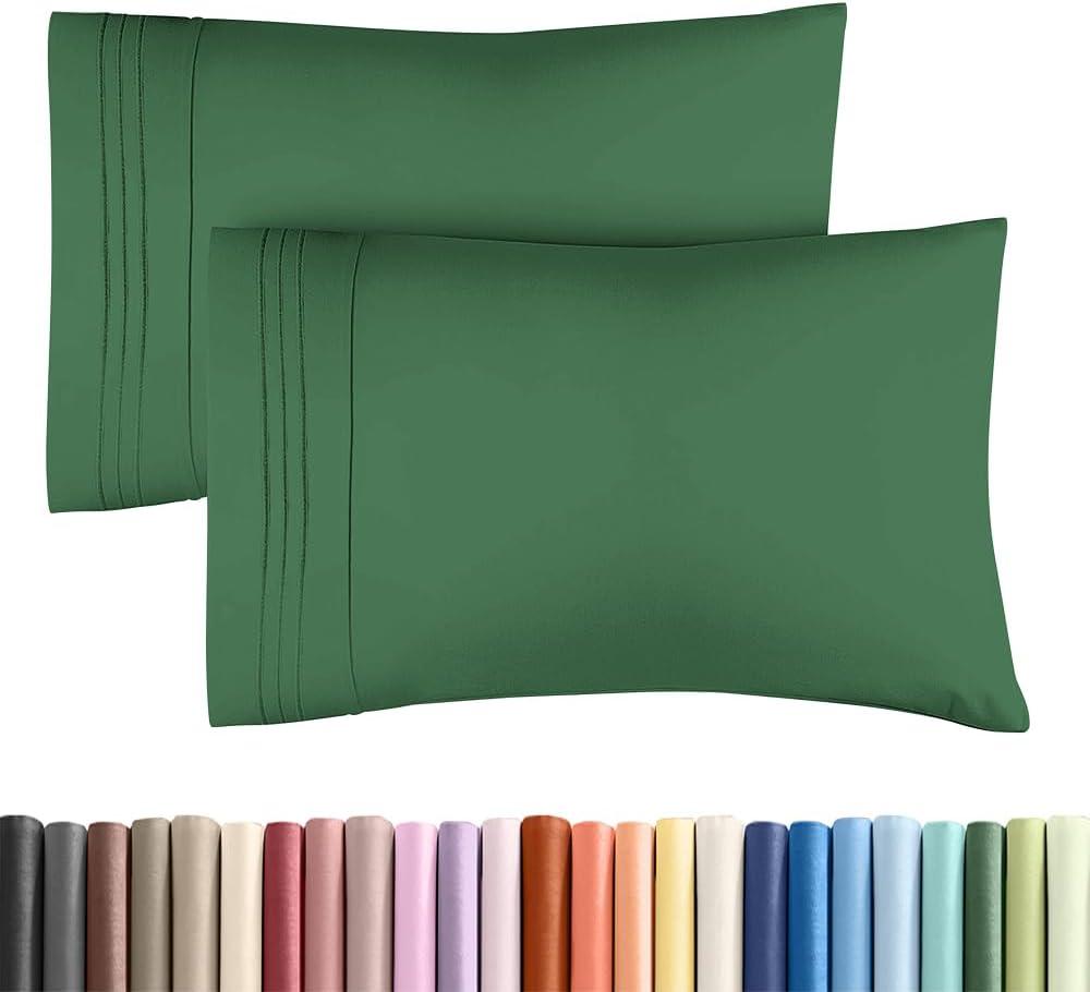 Standard Pillow Cases Set of 2 - Ultra-Soft Hotel Quality Pillowcase Covers - Comfy & Wrinkle Free - Stain and Fade Resistant - Machine Washable Pillow Protectors - 2 Piece Set, Standard Emerald Green