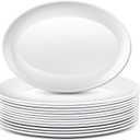 Dandat 12 Pcs Large Serving Platters Oval Trays White Plates Serving Dish for Wedding Party Restaurant Home Steak, Taco, Sushi, Appetizer, Cake (14 Inch)