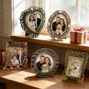 Mini Picture Frame Set of 5, Vintage Metal Mini Frames, Multi-Use Display (Tabletop/Magnet/Keychain), Visible Photo Opening 0.91.6 in (2.34.0 cm) Gift Box Red