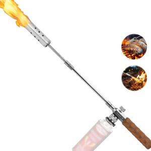 HengLiSam Removable Butane Torch for Firewood starting Charcoal starters Fire starter Weed torches, Grill starter torch Compatible with Butane Gas Canisters and Blend Isobutane Fuel (Silvery)