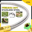 3FT Short Garden Hose Female to Female Stainless Steel Leader Hose for Hose Reel, Kink-Free Flexible Metal Water Hose, Leakproof Durable Designy for Outdoor Garden, Pet Washing, Car