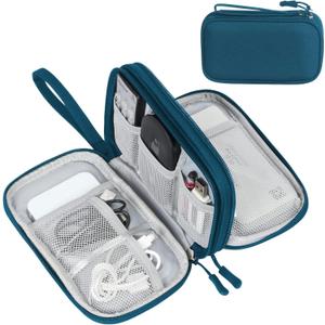 FYY Electronic Organizer, Travel Cable Organizer All-in-One Storage Bag Pouch Electronic Accessories Carry Case Portable Waterproof Double Layers for Cable, Cord, Charger, Phone, Earphone Green
