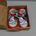 NISUSK 3 Inch Heavy Duty Stem Casters Swivel Wheels with Brake - 3/8" -16 x 1-1/2" (Stem Diameter 3/8", Stem Length 1-1/2"),Set of 4 with Locking Threaded Stem Caster Wheels - Load 600lbs (Bright red)