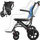 Ultra Lightweight Wheelchair Portable Folding Wheelchair for Adults Self Propel Wheel Chair with Ergonomics Comfortable Seat Cushion Travel Handpushed Wheel-Chair 20in Seat for The Elderly