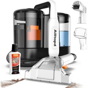 Upholstery Cleaner Machine, Powerful Suction & Portable Spot Remover, Deep Stain Cleaning for Carpet, Pets, Stairs, Car Seat, Couch, with Dual Size BrushHead and Cleaning Solutions (Light)