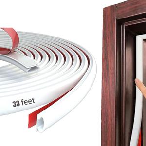 Black Rubber Weather Stripping Door Seal Strip, D Shape Door Rubber Weather Seal Strip, Self-Adhesive Door Weatherstripping Soundproofing Door Seal Strip for Windows (33 feet, White),(pundin-1)