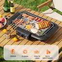 Electric BBQ Grill, Smokeless Non-Stick Indoor/Outdoor Barbecue Grill, 2000W Double tube High Power Portable Removable Stand Grill for BBQ Party (Elegant Black)