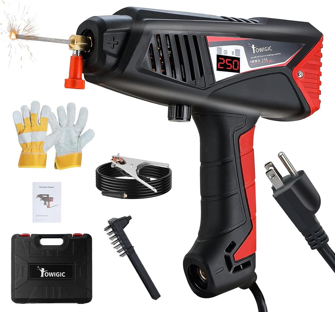 Portable Handheld Welding Machine - 110V,IGBT Inverter ARC Welder Gun Stick Welder, Welder with LED Display,easy arc ignition,small volume, and simple operation for 1/16"-1/8"Welding Rods (Black)