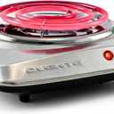 OVENTE Electric Countertop Single Burner, 1000W Cooktop with 6" Stainless Steel Coil Hot Plate, 5 Level Temperature Control, Indicator Light, Compact Cooking Stove and Easy to Clean, Silver BGC101S