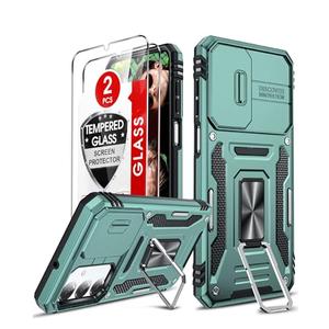 LeYi for Samsung A17/16-5G Phone Case: A17 5G Screen Protector [2 Packs] with Galaxy A16 Case, Magnetic Kickstand, Heavy Duty Shockproof for Celular Android Phone Case A 16/A17 5G, Alpine Green (6.7'')