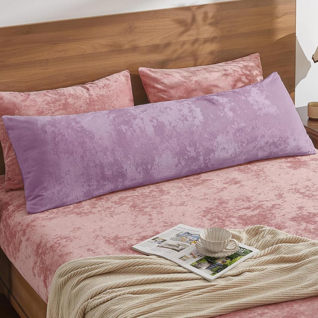 BEDELITE Velvet Body Pillow Cover with Zipper, Soft and Plush 20x54 Long Pillow Case, Velvety Smooth and Cozy Body Pillow Pillowcase for Bedroom and Couch, for All Seasons(Lavender)
