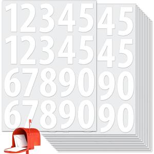400 PCS Number Stickers, 2" Waterproof Mailbox Number Label, Consecutive Numbers 0-9, Self-Adhesive and Residue-Free, Ideal for Mailboxes, Storage Boxes, Organizers, Cabinets and More White
