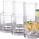 US Acrylic Classic Clear Plastic Reusable Drinking Glasses (Set of 16) 12oz Rocks & 16oz Water Cups | BPA-Free Tumblers, Made in USA | Top-Rack Dishwasher Safe